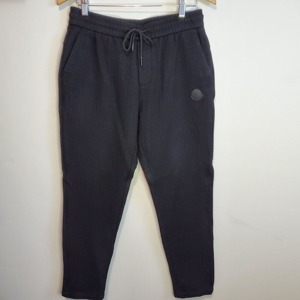 MONCLER Women's Medium Tapered Leg Track Pants Ankle Pull-On Textured Dark Grey